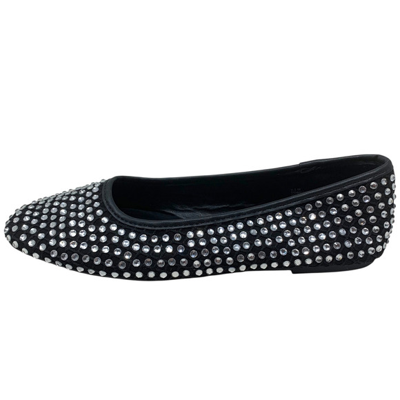XOXO Dobsi Sz 8.5 Black Bejeweled Rhinestone Ballet Flats Skimmers Shoes - Picture 4 of 8